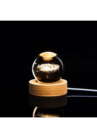 Çocuklar İçin 3d Bulutsu Kristal Top Gece Lambası Ahşap Tabanlı Cam Top Gece Lambası Fantezi Dekor Galaksi Gezegen Gece Lambası Hediye Yatak Odası Dekoru Çok Renkli