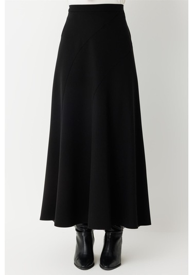 Verev Parça Detaylı Etek Siyah Siyah