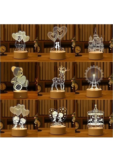 Dancemonkey 3d Lamba İçin Akrilik Usb Led Gece Işıkı Noel Partisi 2