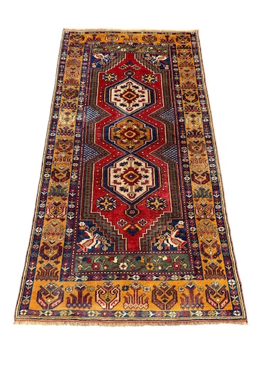 El Dokuma Az Hatalı Yahyalı Halısı 105x205 Kök Boya %100 Yün Halı