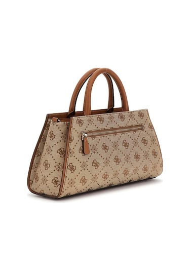 Kadın Monogram Desenli Yapılandırılmış El Çantası - Kahverengi Kahverengi