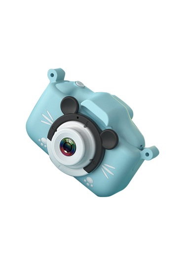 Ranyeek Mickey Mouse Kamera Oyuncağı Çocuklar İçin - X6s Full Hd Çift Kameralı + Mavi Silikon Kılıf, Taşınabilir Eğlenceli Fotoğraf Çekimi Mavi