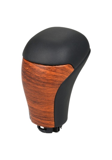 Ranyeek Toyota Yeni Prado, Highlander, Land Cruiser Prado 150 Fj150 2018-2020 Otomatik Vites Kolu Kolu Başı - Ahşap Desenli Pu Deri + Plastik Siyah