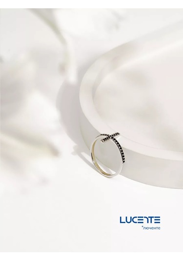 Lucente Gümüş Yüzük Kikoinli Haç 151327307 Siyah