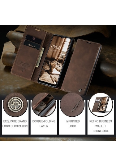 Trendooze Telefon Standı Serisi Samsung Pu Koruyucu Kılıfı Kılıf Kapak Galaxy Uyumlu Deri Cüzdan Caseme A34 5g 013 Pu