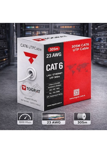 305m Cat6 Cat 6 Kablo - 23 Awg - Ethernet İnternet Kablosu Cat 6e 39215218