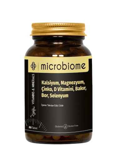 Microbiome Kalsiyum, Magnezyum, Çinko, D Vitamini, Bakır, Bor, Selenyum 60 Tablet