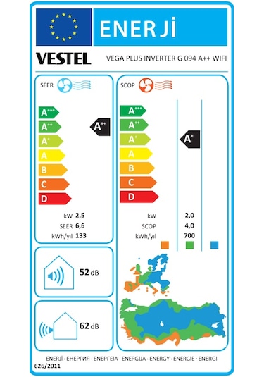 Vestel Vega Plus Inverter G 094 A++ WIFI Klima