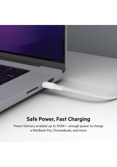 Belkin Braided 100w Usb-c Kablo Beyaz - 2 Metre