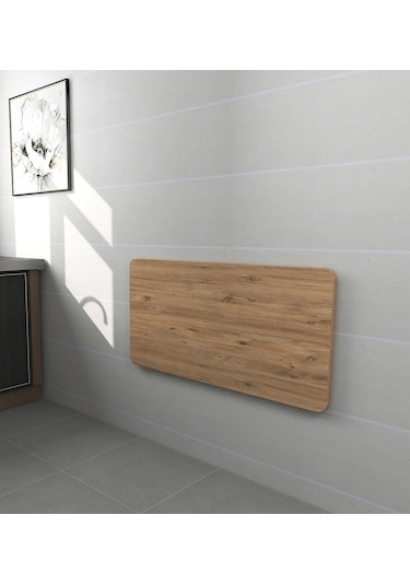 Kydoniahome 45X72 Cm Ahşap Desenli Duvara Monte Kırma Katlanır Masa