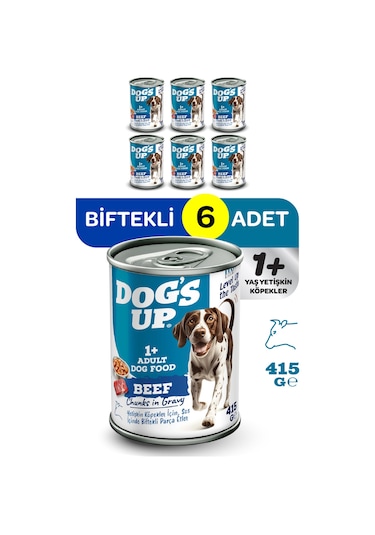 Dogs Up Yaş Yetişkin Köpek Maması Biftekli 415gr 6lı