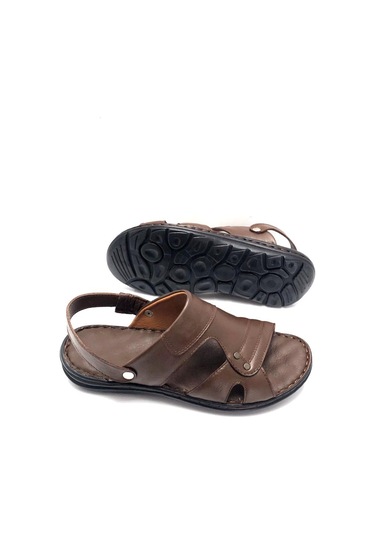 Deritarz Hakiki Deri Tam Ortopedik Masajlı Kahve Erkek Sandalet Kahverengi