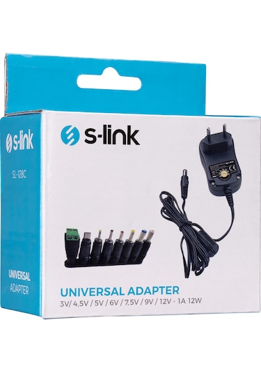 Adaptör S-Link Sl-128C 3V/4.5V/5V/6V/7.5V/9V/12V 1A 12W 5.5x2.1