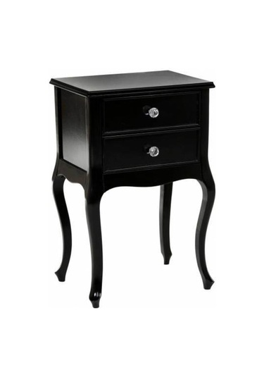 Roys Ahşap Çift Çekmeceli Lükens Siyah Lake  Komodin  Telefonluk