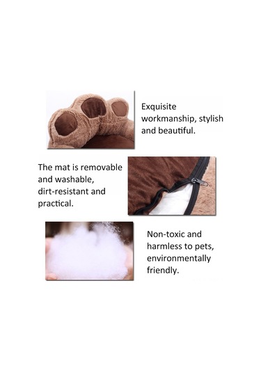 Vkemall Kedi Köpek Yatağı Matı - Yıkama Kolay, Konforlu Ve Isınak - Plüsh + Oxford Kumaş - Kahverengi - Orta Boy 5 Kg'a Kadar Evcil Hayvanlar İçin