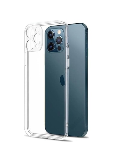Apple Uyumlu iPhone 12 Pro Kamera Korumalı Şeffaf Silikon Kılıf