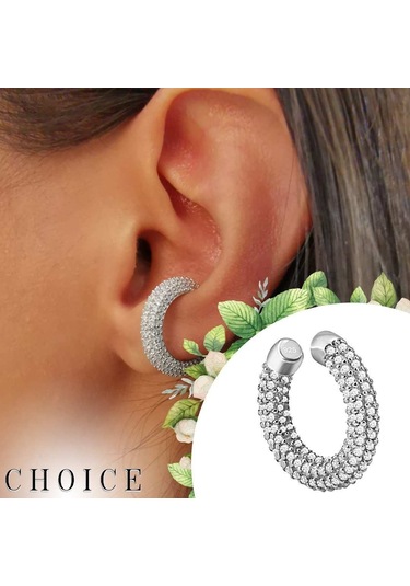 Halka Gümüş Kıkırdak Küpe  Rodyum