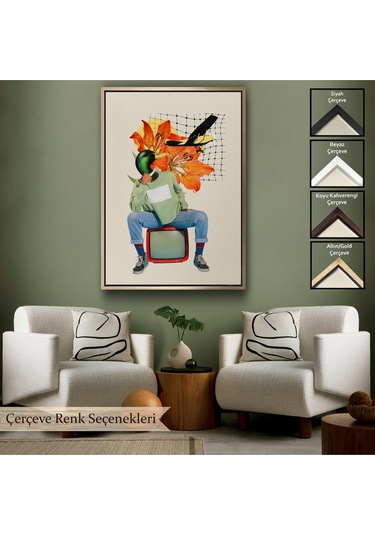 Çerçeveli Ördek Kafalı İnsan Pop Art Tablo-8017