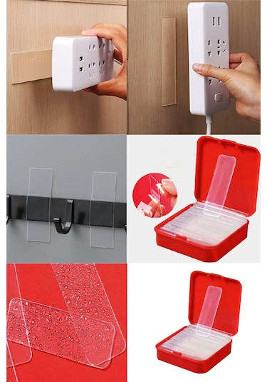 60 Parça Çok Amaçlı Çift Taraflı Bant 1 Cm X 4,5 Cm Nano Bant Duvar Bandı