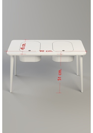 Çocuk Oyun Ve Aktivite Masası - 2 Tabure - Gri Sepetli Beyaz-gri Beyaz - Gri