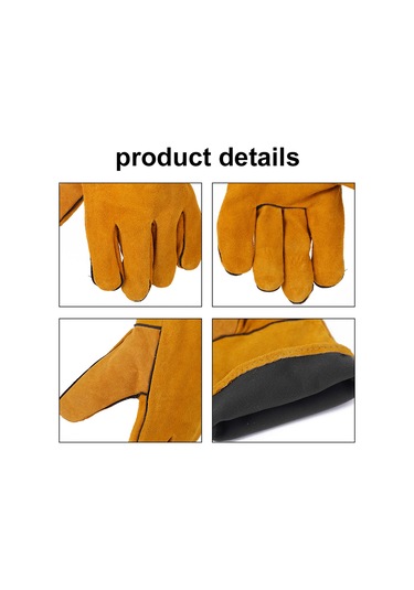 Vkemall Kürk Ve Pamuk İş Eldiveni - Kaynakçılık, Açık Hava Faaliyetleri İçin Uzun 350mm , Kalın, Kırmızı Rengi Emniyet Eldiveni