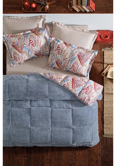 Puffy Evro Çift Kişilik Threefy Set - Mavi