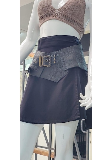 Eren Style Boho Antik Tokalı Zımbalı Hakiki Deri Kemer 84 Cm-98 Cm Siyah