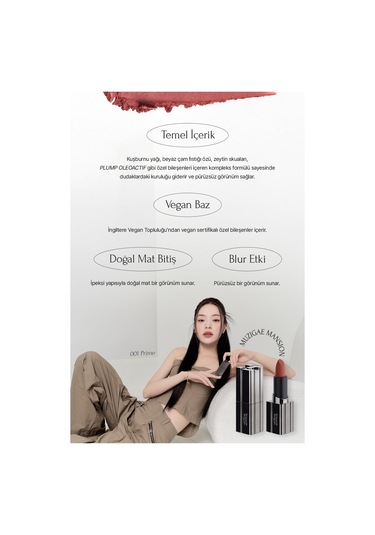 Muzıgae Mansıon Moodwear Blur Lipstick 001 Prime 001 Prime