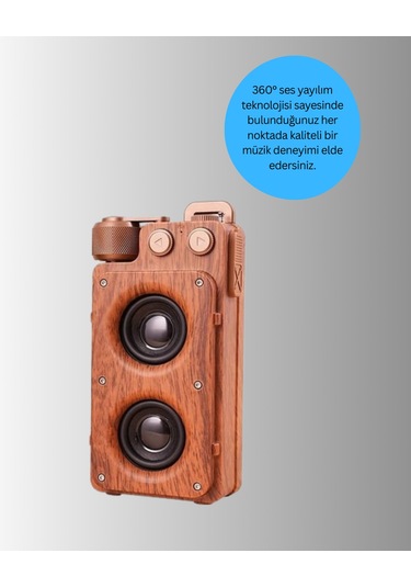 Retro Bluetooth Hoparlör Ahşap Görünümlü 5w Çift Stereo Ses