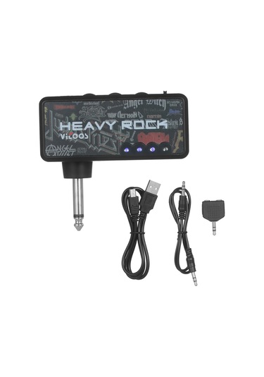 Vıtoos Elektrik Gitar Fişi Mini Kulaklık Amp Amplifikatör Ağır Kaya Kompakt Taşınabilir Whıte