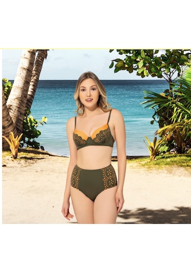 Shopiolog Kadın Lazer Kesimli Sütyen Kaplı Bikini Mor