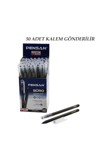 50 Adet Pensan Büro Siyah Tükenmez Kalem M-medium - 1.0mm Uç 5256