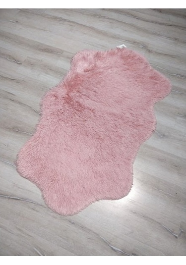 Beyazhalı Tavşan Tüyü Pudra 2Kafa Post Halı 80 x 140 Cm