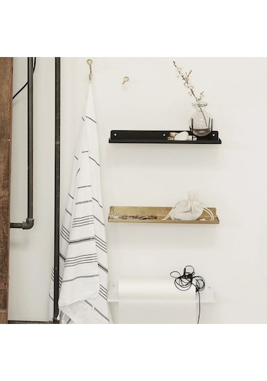 Çıkıntı Metal Sac Duvar Rafı Siyah