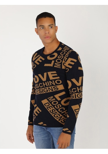 Moschino Moschıno Erkek Kazak /M.Lov.2019.6494 Laci-Kahve Lacivert