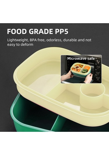 Leezsing 1.9l Bento Kutusu Yemek Kutusu Yemek Takımı Seti 8 Bölme 3 İstiflenebilir Kap Yetişkinler Çocuklar Kamp Ofis İçin Büyük Kapasite Yeşil