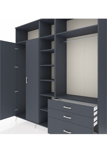 Hyperion Dolap 9 Raflı 3 Çekmeceli 2 Askılı 220x44x243 Antrasit-antrasit/antrasit Antrasıt/antrasıt Hyperion Dolap 9 Raflı 3 Çekmeceli 2 Askılı 220x44x243 Antrasit-antrasit/antrasit Antrasıt/antrasıt