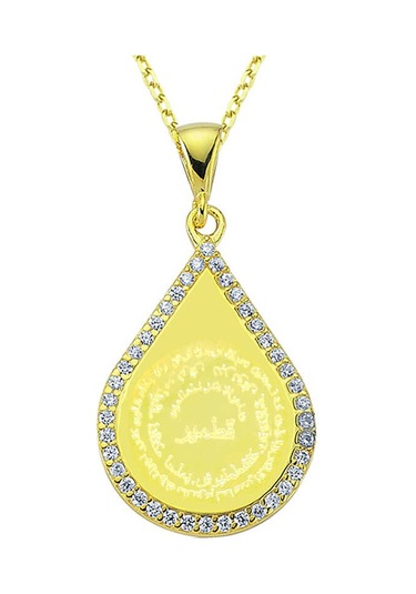 Blackcraft Gümüş Gold Damla Duası Kadın Kolye Özel Tasarım Renkli