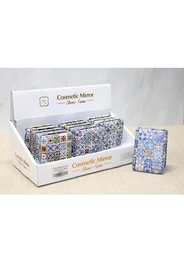 Büro Ev Ofis Personel Hediyesi İçin Taşlı Kalın Dörtgen Stil El Aynası Çok Renkli