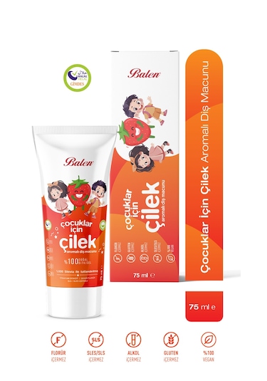 Balen Doğal Çocuklar İçin Çilek Özlü Diş Macunu 75 Ml Beyazlık