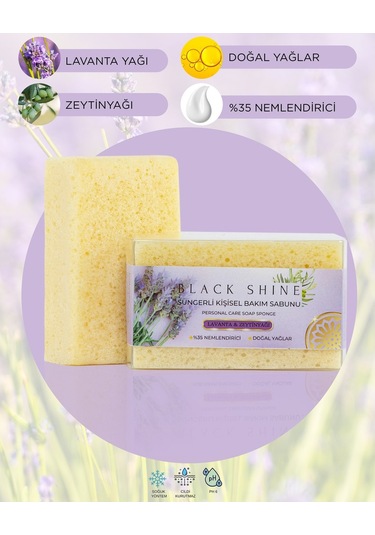 Black Shine Bs Doğal Lavanta Özlü Süngerli Sabun 100 G
