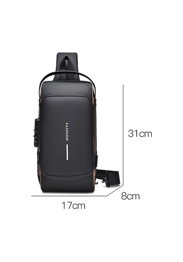 Sones Weıxıer X314 Su Geçirmez Spor Çapraz Askılı Sırt Çantası Usb Şarjlı Büyük Kapasiteli Tek Omuz Çantaları Gri Altın