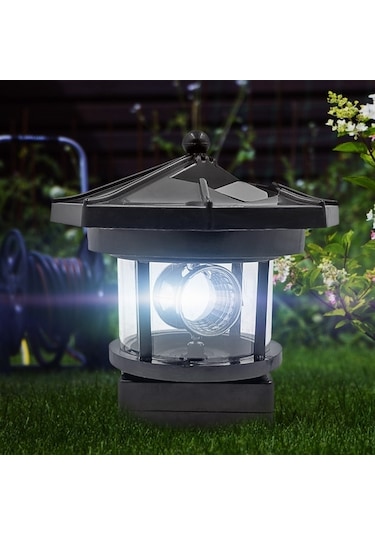 Cbtx Bahçe Aydınlatma Açık Su Geçirmez Led Güneş Dönen Deniz Feneri Bahçe Dekorasyon İndüksiyon Peyzaj Işığı Siyah