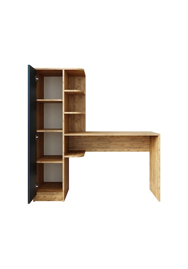 Roma Raflı Çalışma Masası , Çalışma Ofis Masası Sol Dolaplı A.çam Antrasit - Atlantik Çam