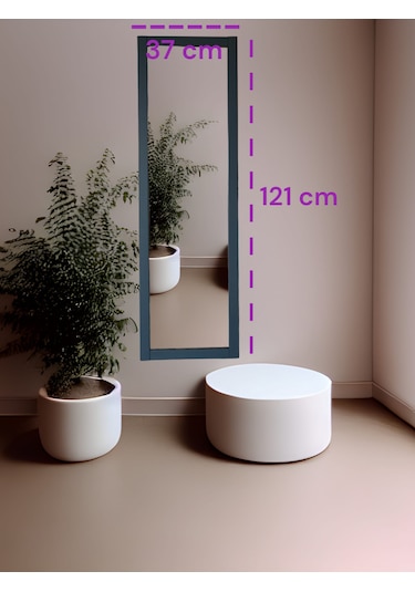 Kalipso Ahşap Çerçeve Duvar Hol Boy Ayna 121 37 Gri - Siyah