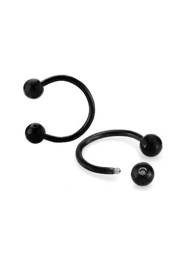 Suntek Paslanmaz Çelik At Nalı Topu Septum Dudak Burun Kulak Siyah