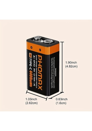 Willowhaven Phomax 9v 4400mwh 2 Adet Şarj Edilebilir Lityum Pil 6f22
