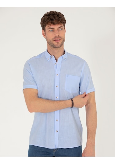 Pierre Cardin Erkek Açık Mavi Kısa Kollu Gömlek 50268184-vr003 Açık Mavi