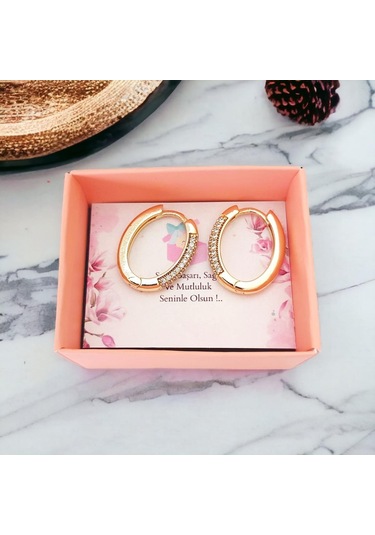 Alerji Yapmaz Kararmaz Altın Kaplama Çelik Halka Küpe