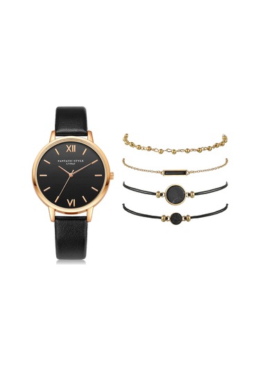 Xindoker Kadınlar İçin Siyah Klasik Kol Saati + Bilezik Seti - Modern Tasarım, Dayanıklı Pu Kayış, Kol Saati Takımı Diğer